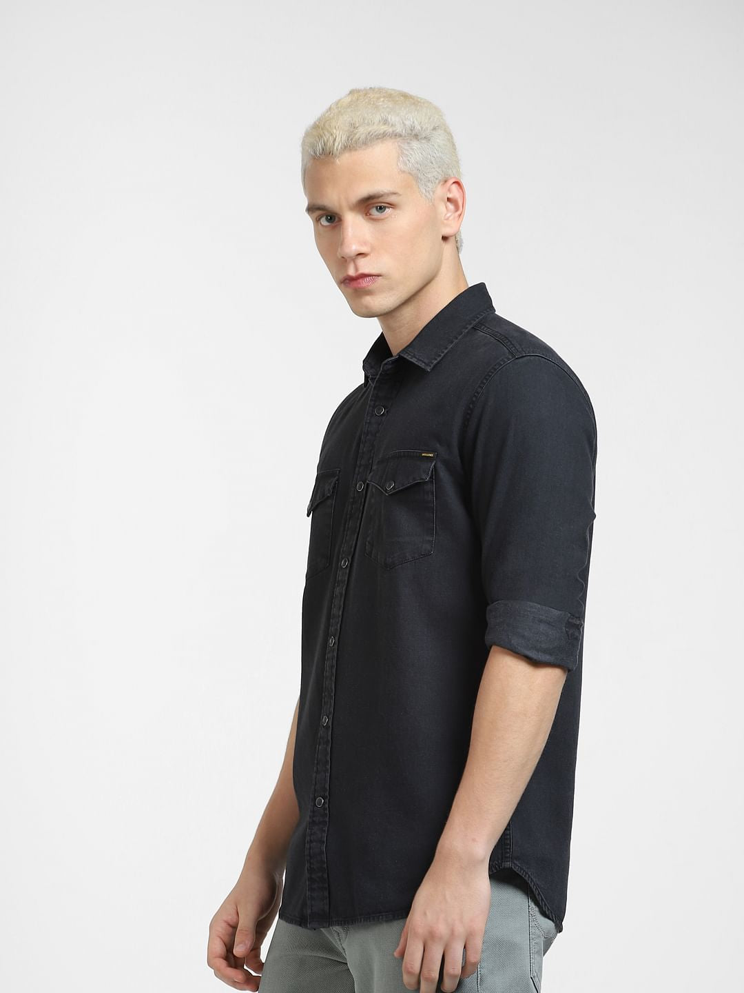 Black Denim Full Sleeves Shirt