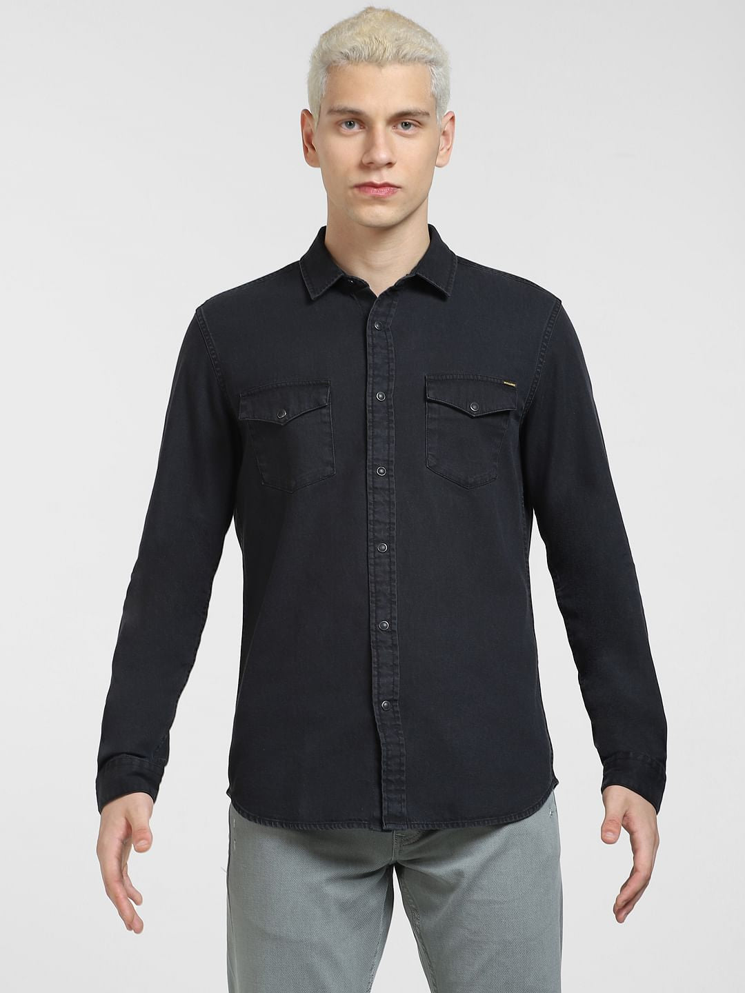 Black Denim Full Sleeves Shirt