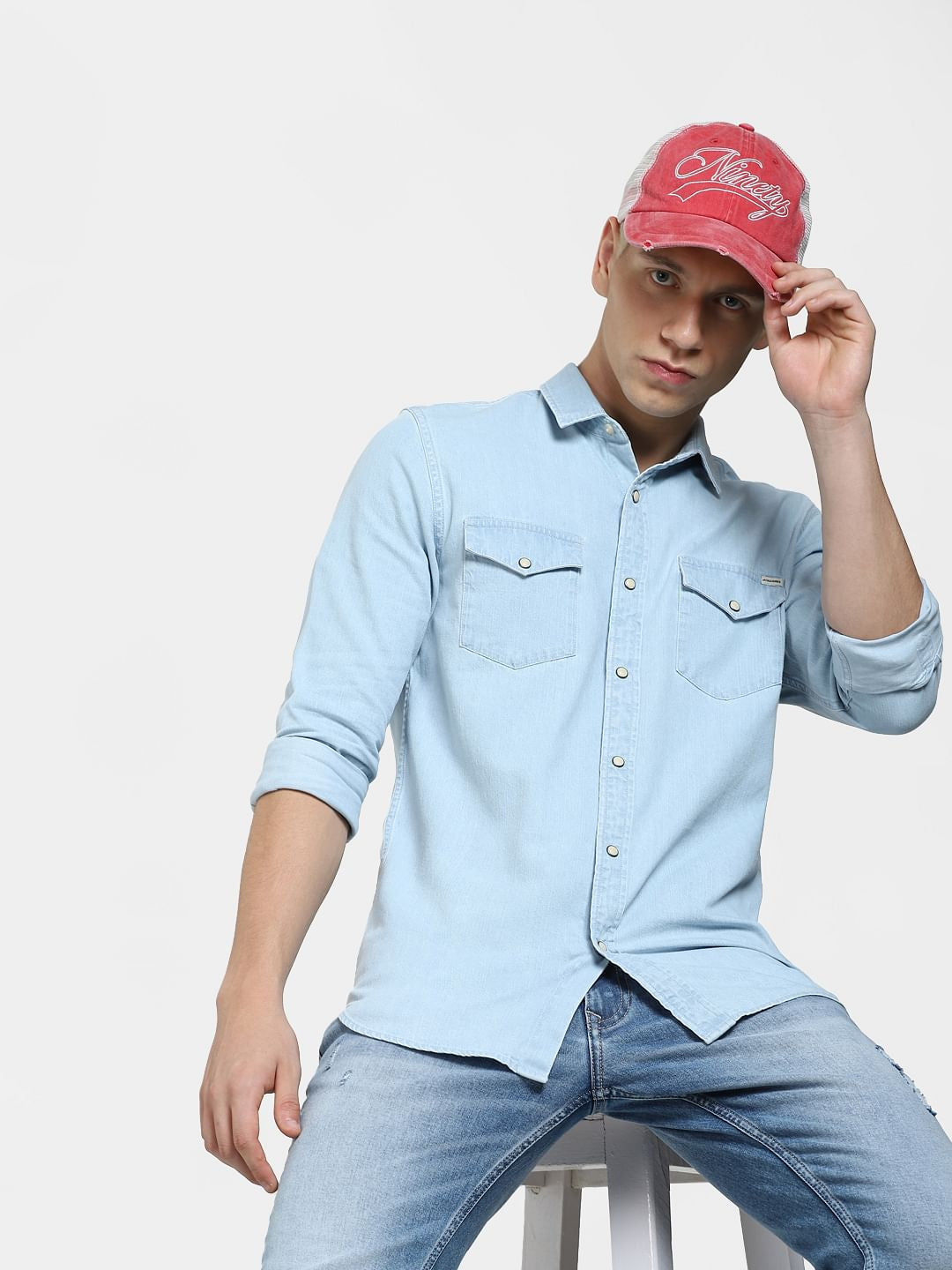 Buy Blue Denim Full Sleeves Shirt for Men