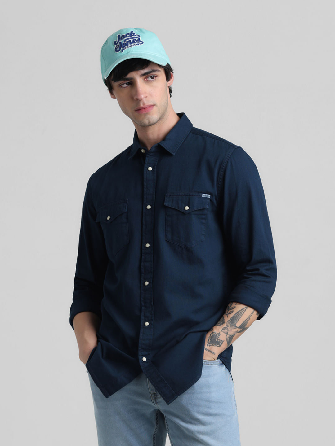 Navy Blue Full Sleeves Shirt