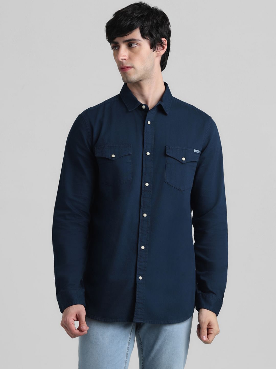 Navy Blue Full Sleeves Shirt