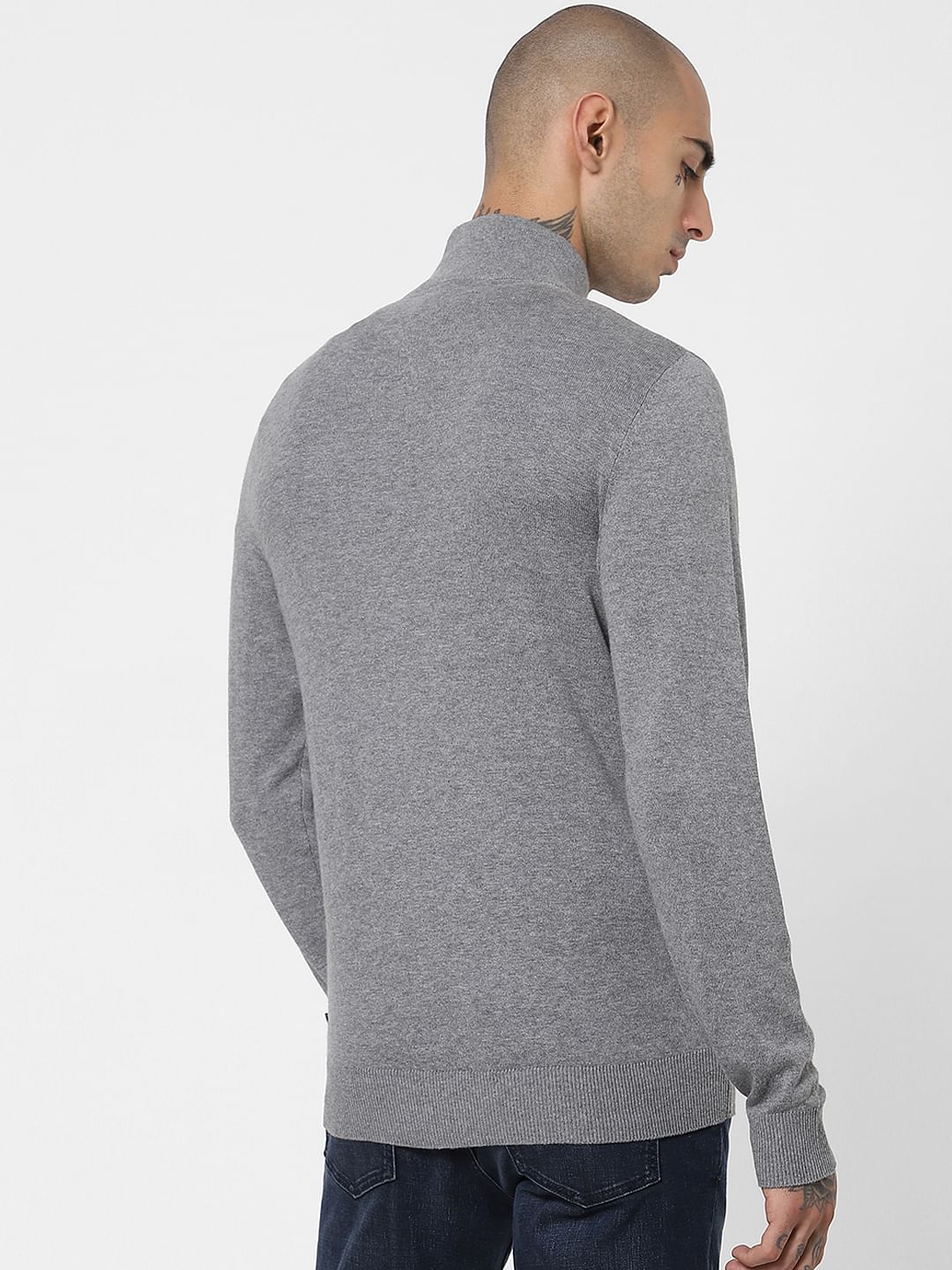 Grey Turtleneck Cardigan