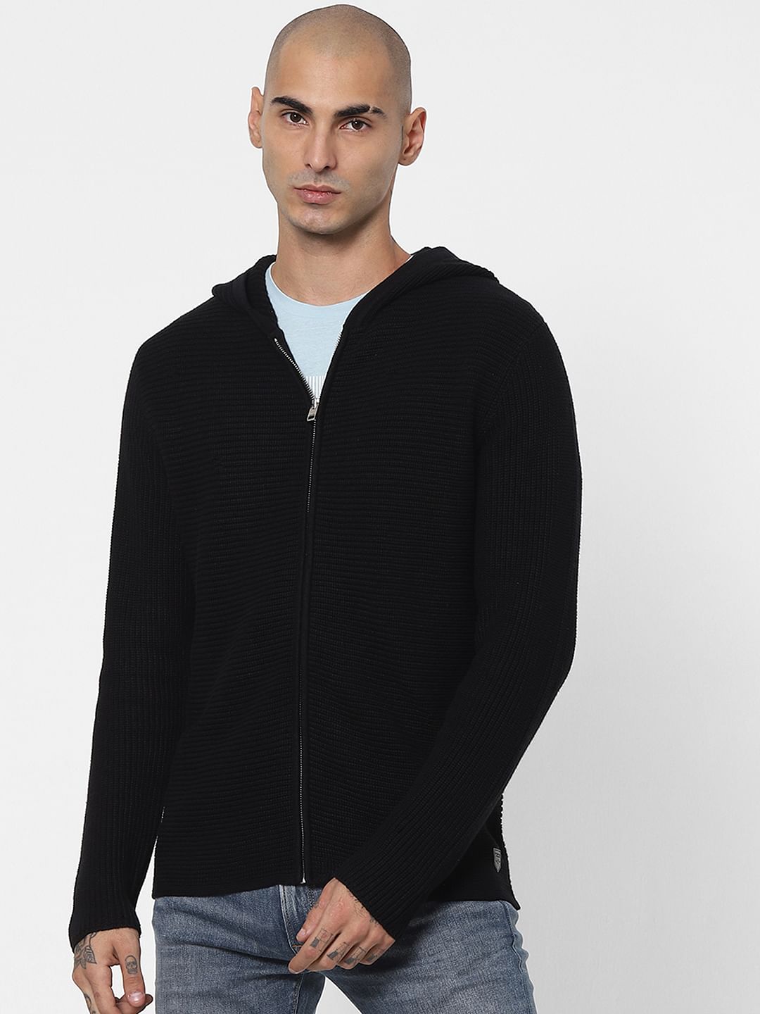 Black Hooded Cardigan