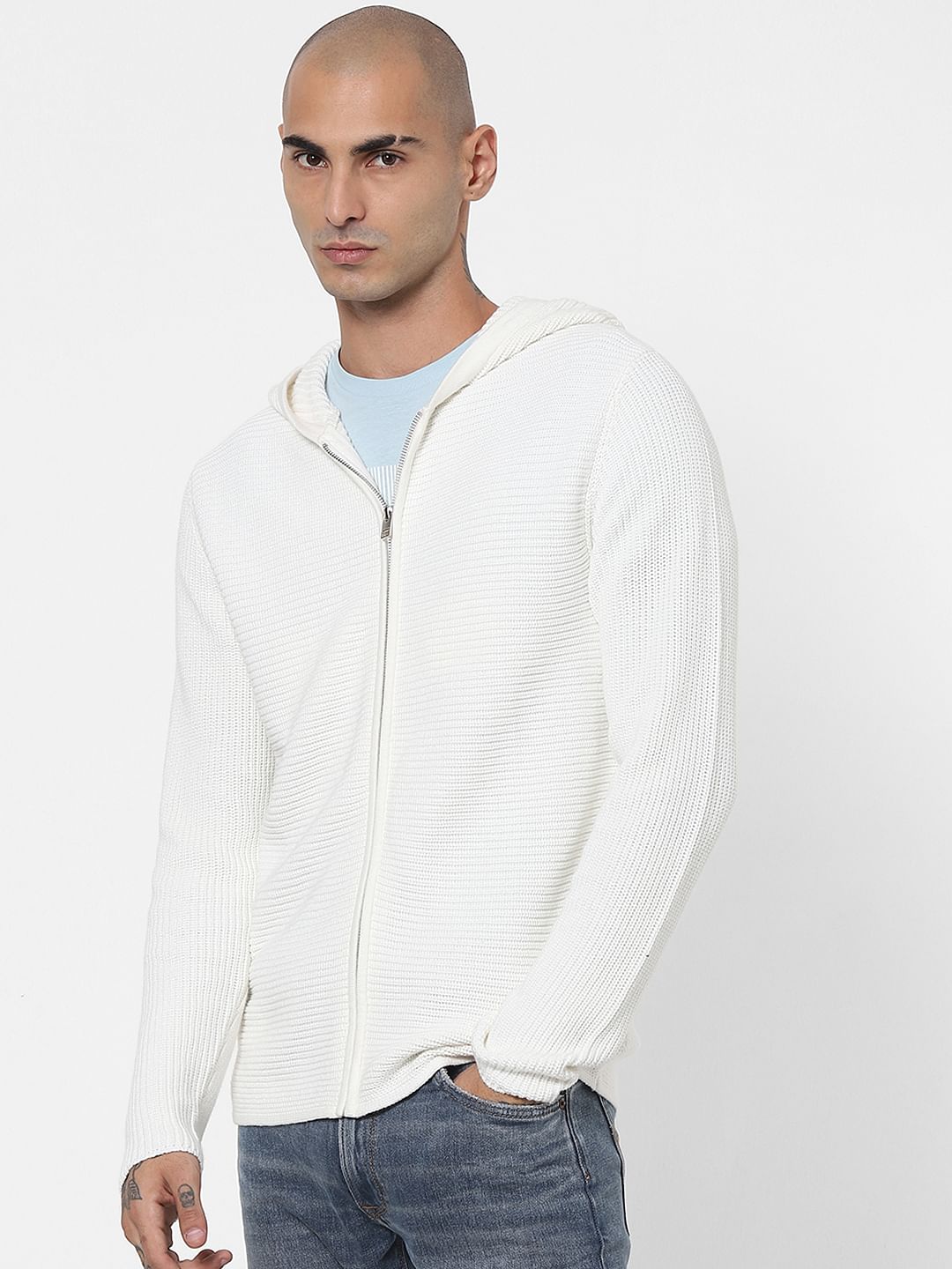 White Hooded Cardigan
