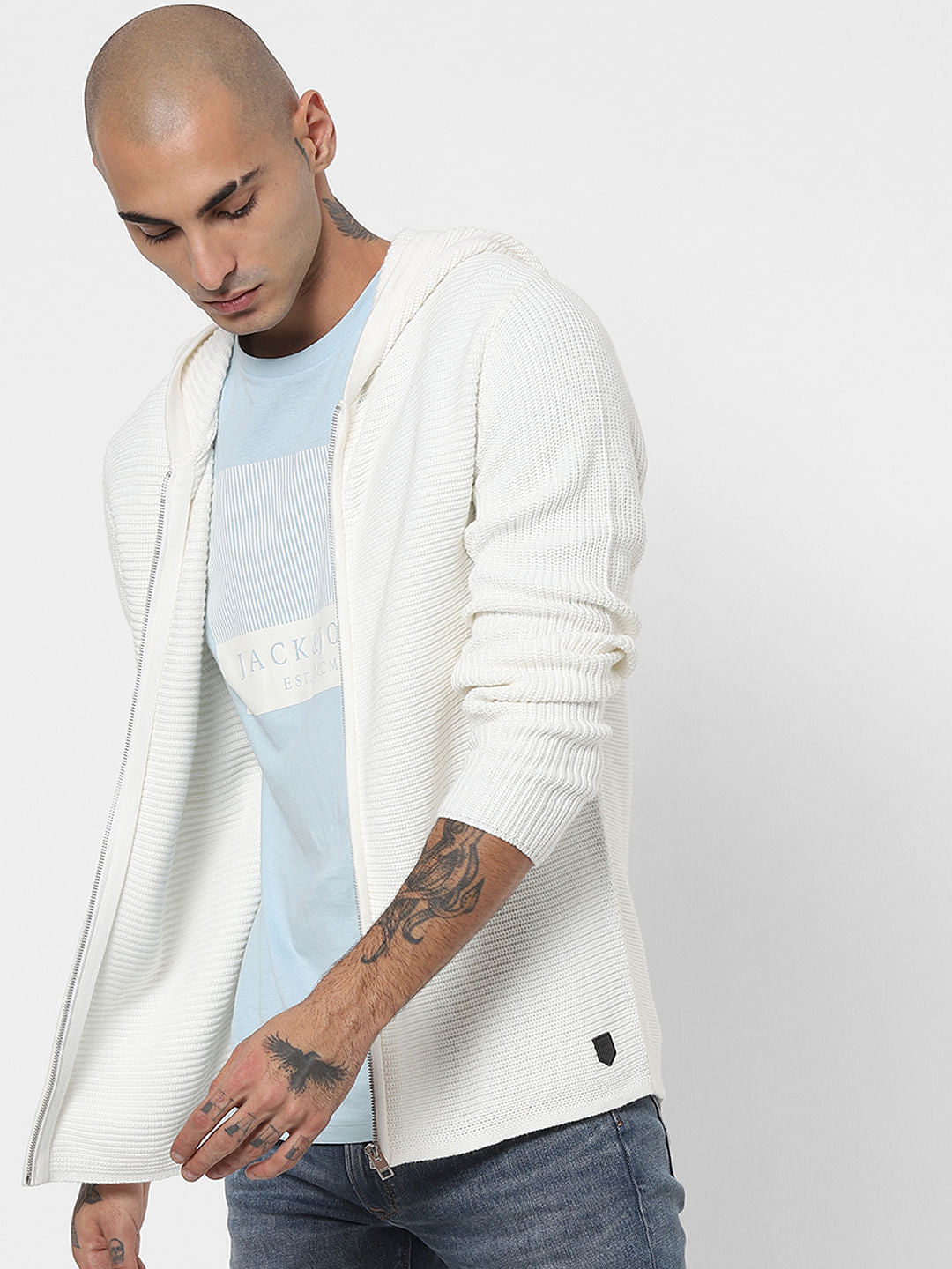 White Hooded Cardigan