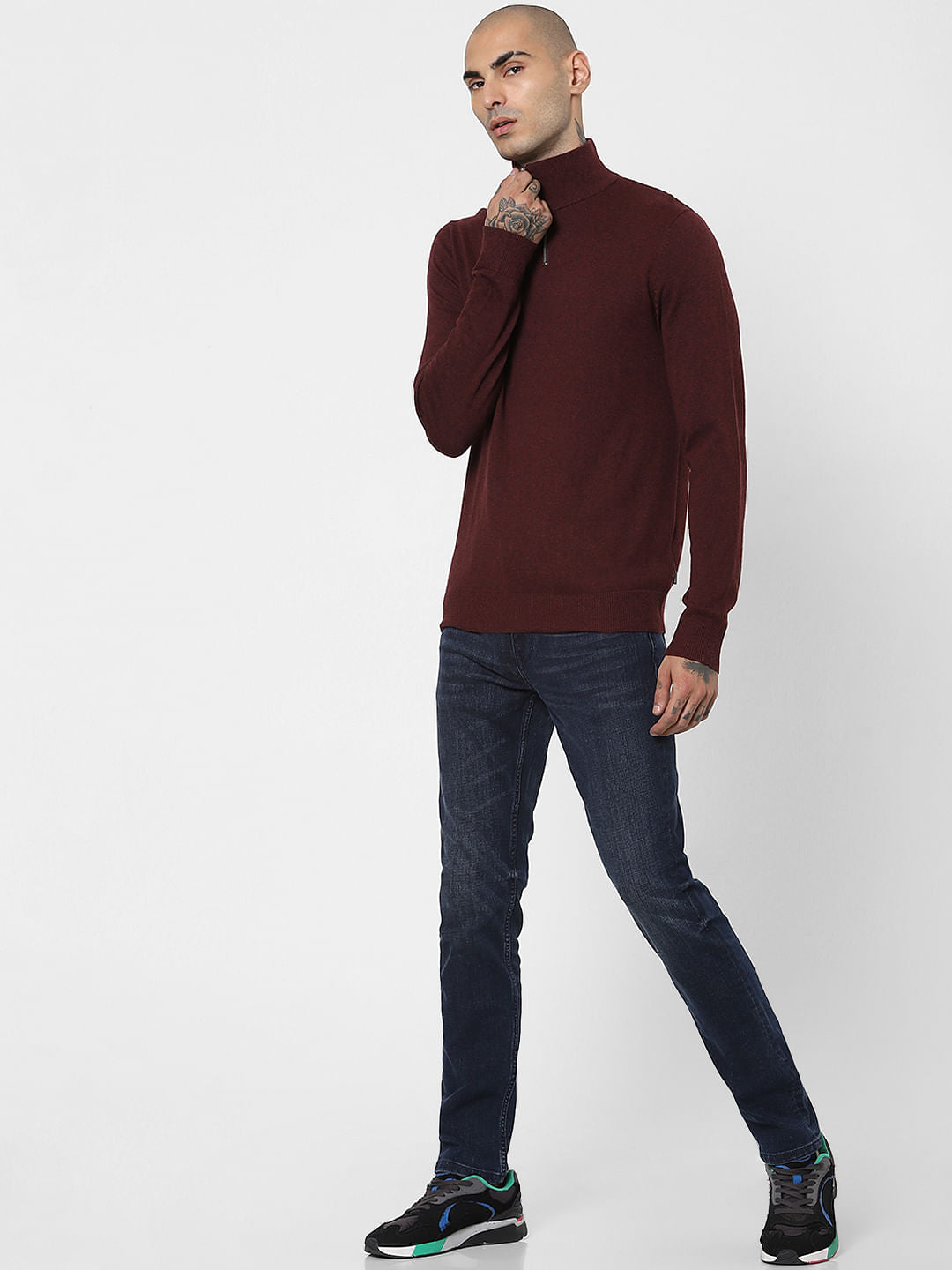 Maroon Turtleneck Pullover