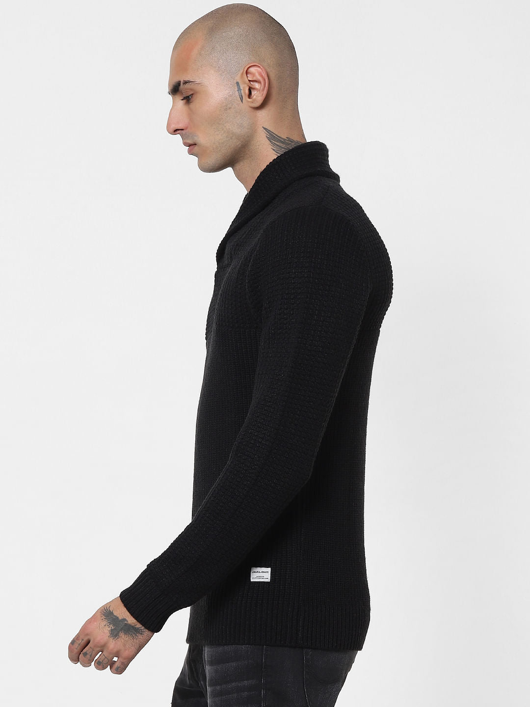 Black Shawl Neck Pullover