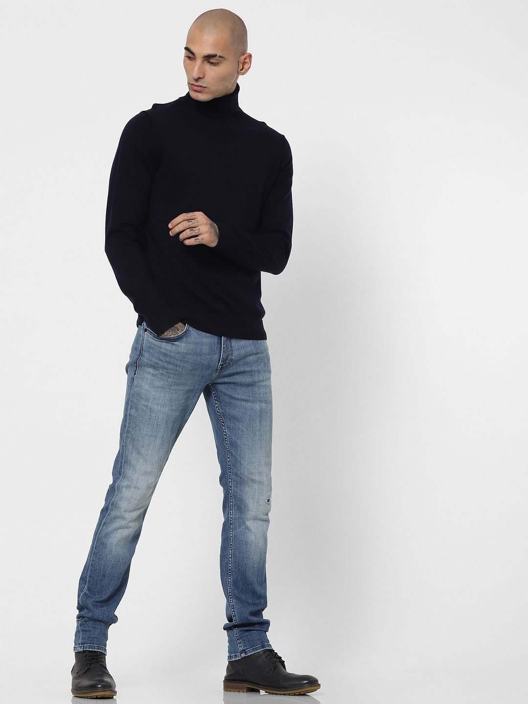 Blue Turtleneck Pullover