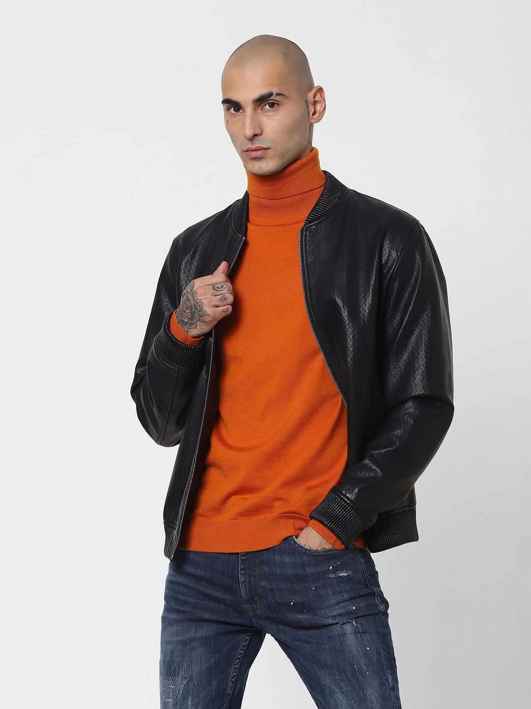 Orange Turtleneck Pullover