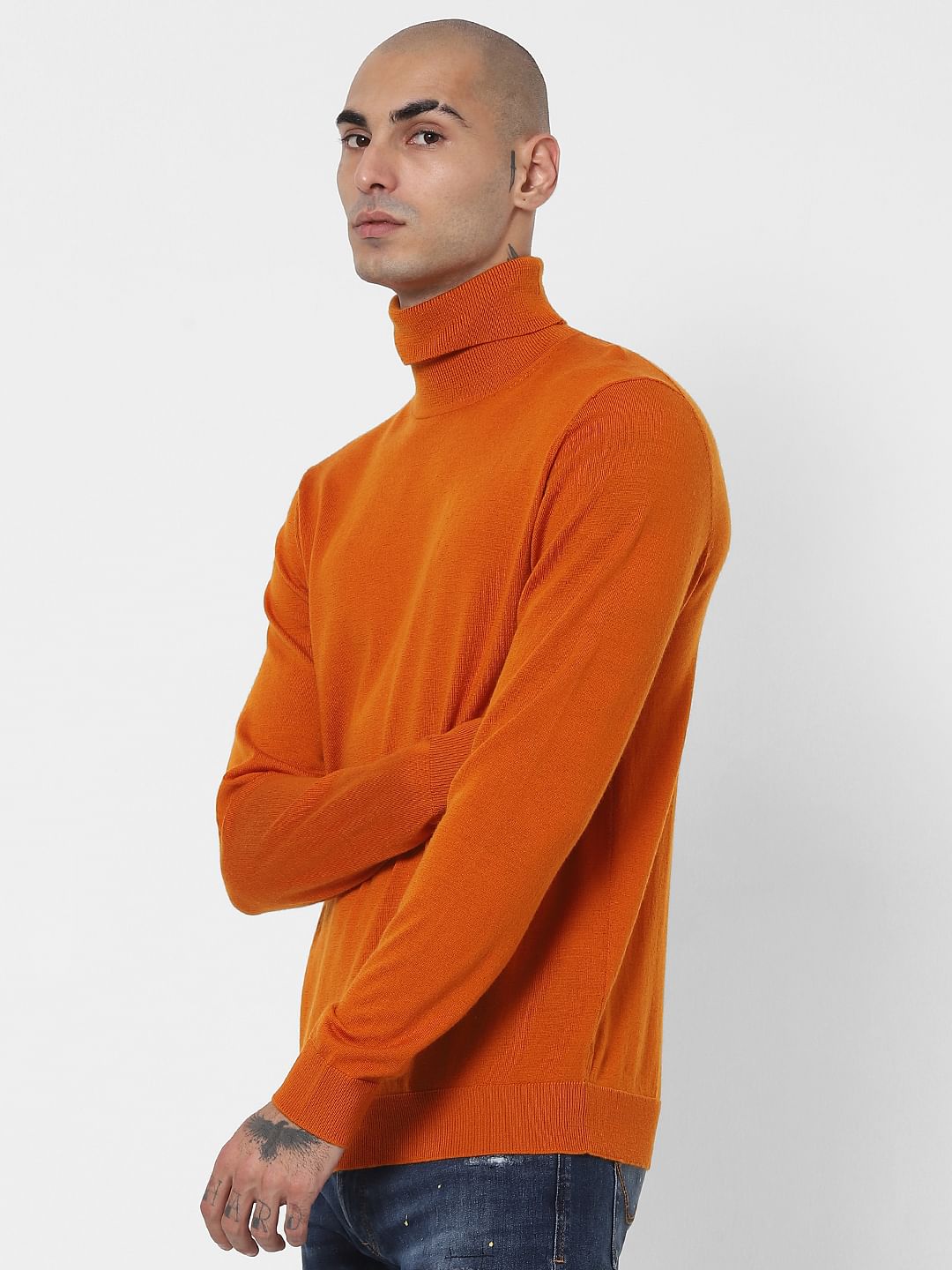Orange Turtleneck Pullover