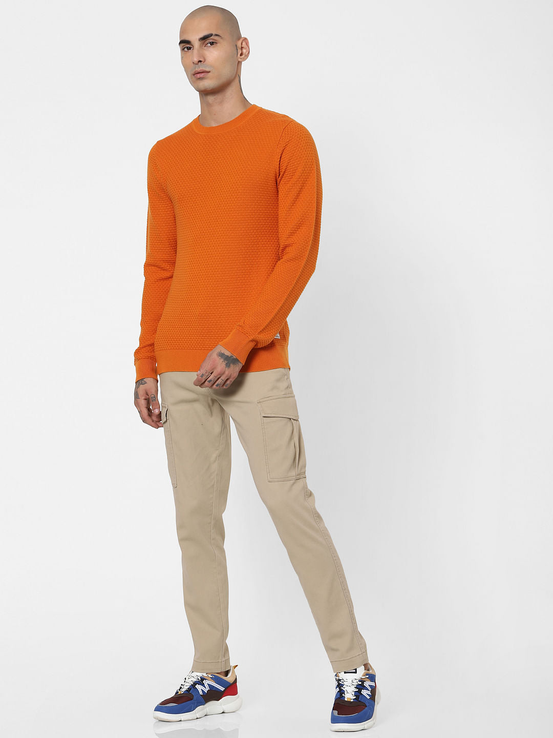 Orange Textured Pullover