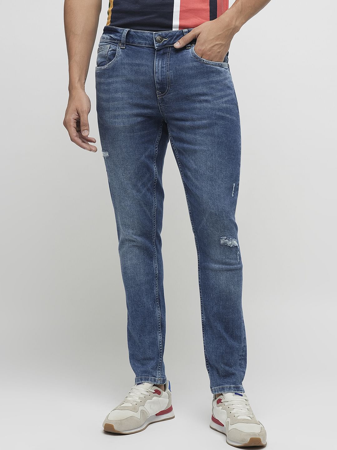 PRODUKT by JACK&JONES Blue Mildly Distressed Slim Jeans