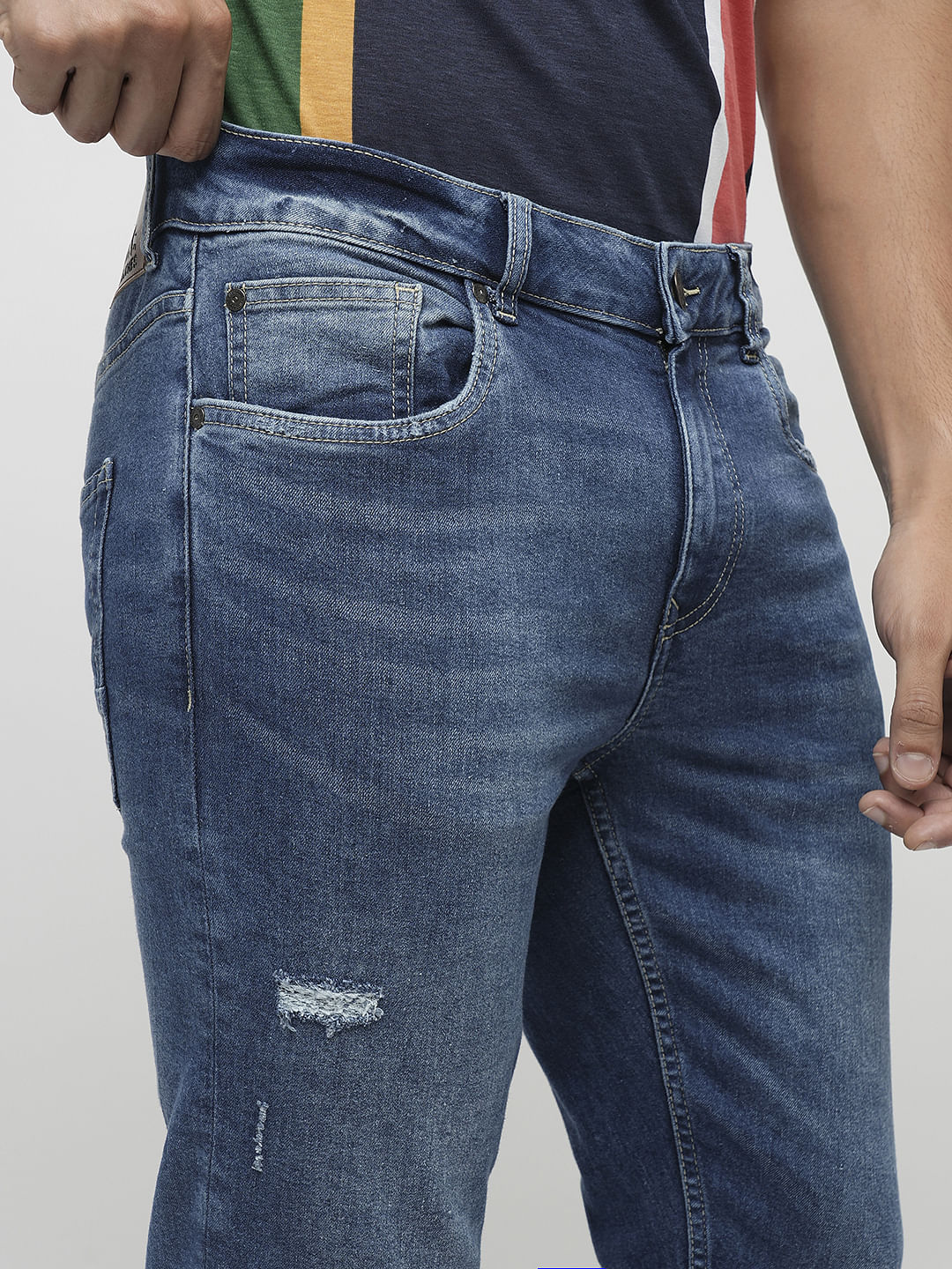 PRODUKT by JACK&JONES Blue Mildly Distressed Slim Jeans
