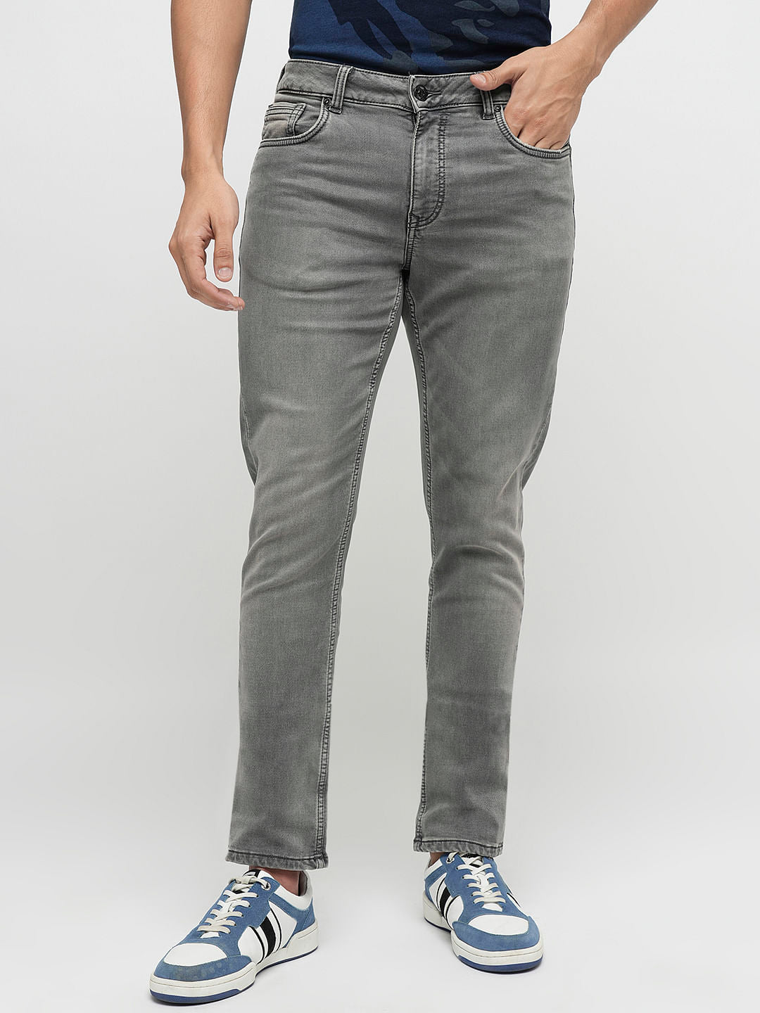 PRODUKT by JACK&JONES Light Grey Mid Rise Slim Jeans