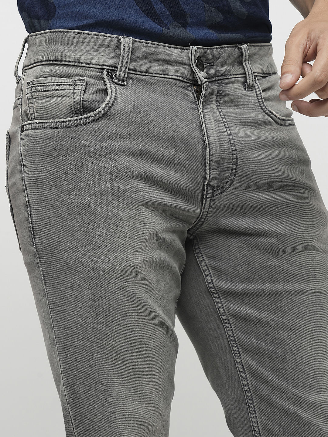 PRODUKT by JACK&JONES Light Grey Mid Rise Slim Jeans