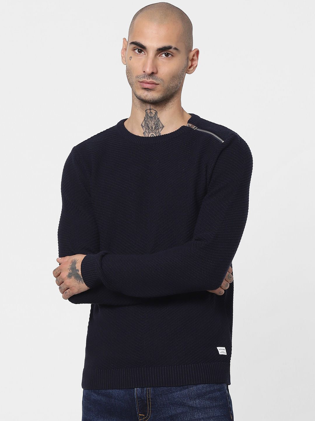 Blue Zip Detail Pullover