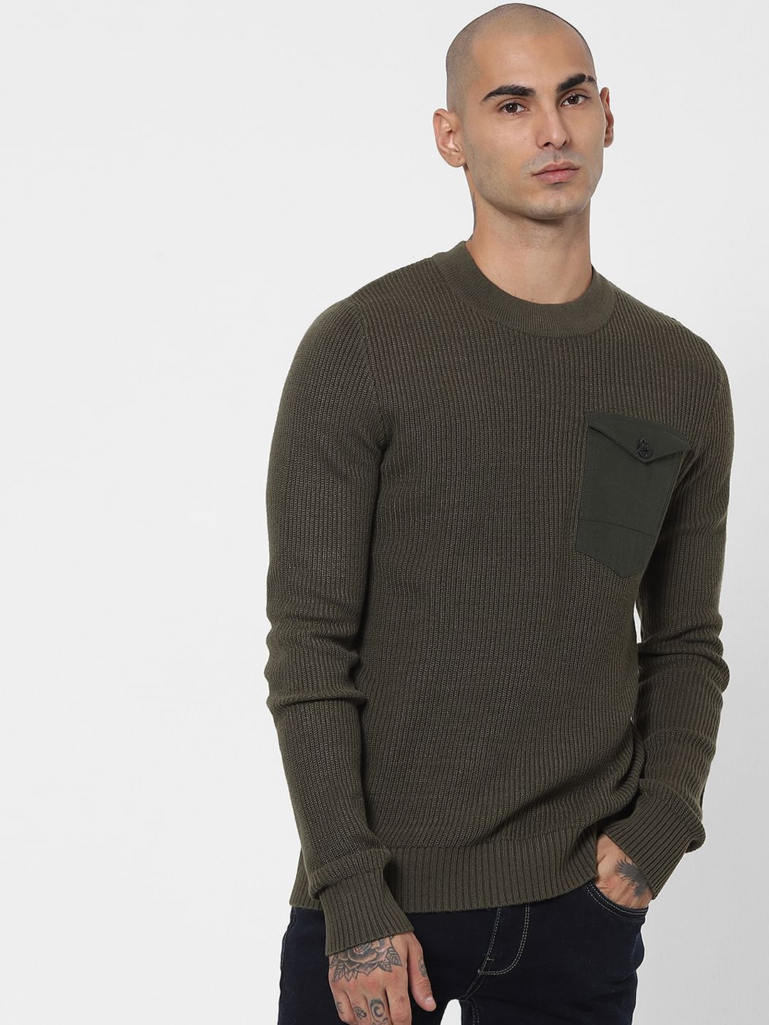Green Patch Pocket Pullover