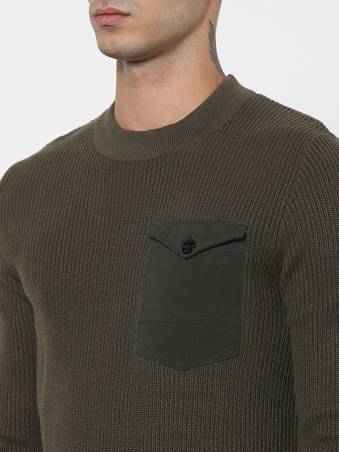 Green Patch Pocket Pullover