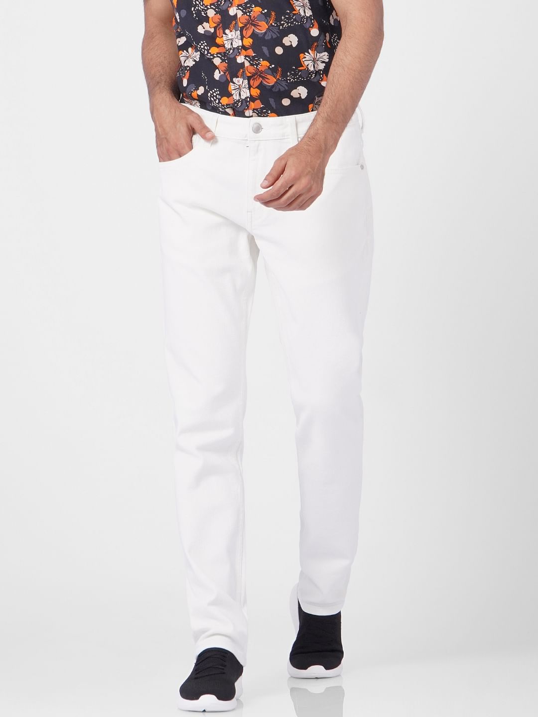 White Low Rise Glenn Slim Jeans
