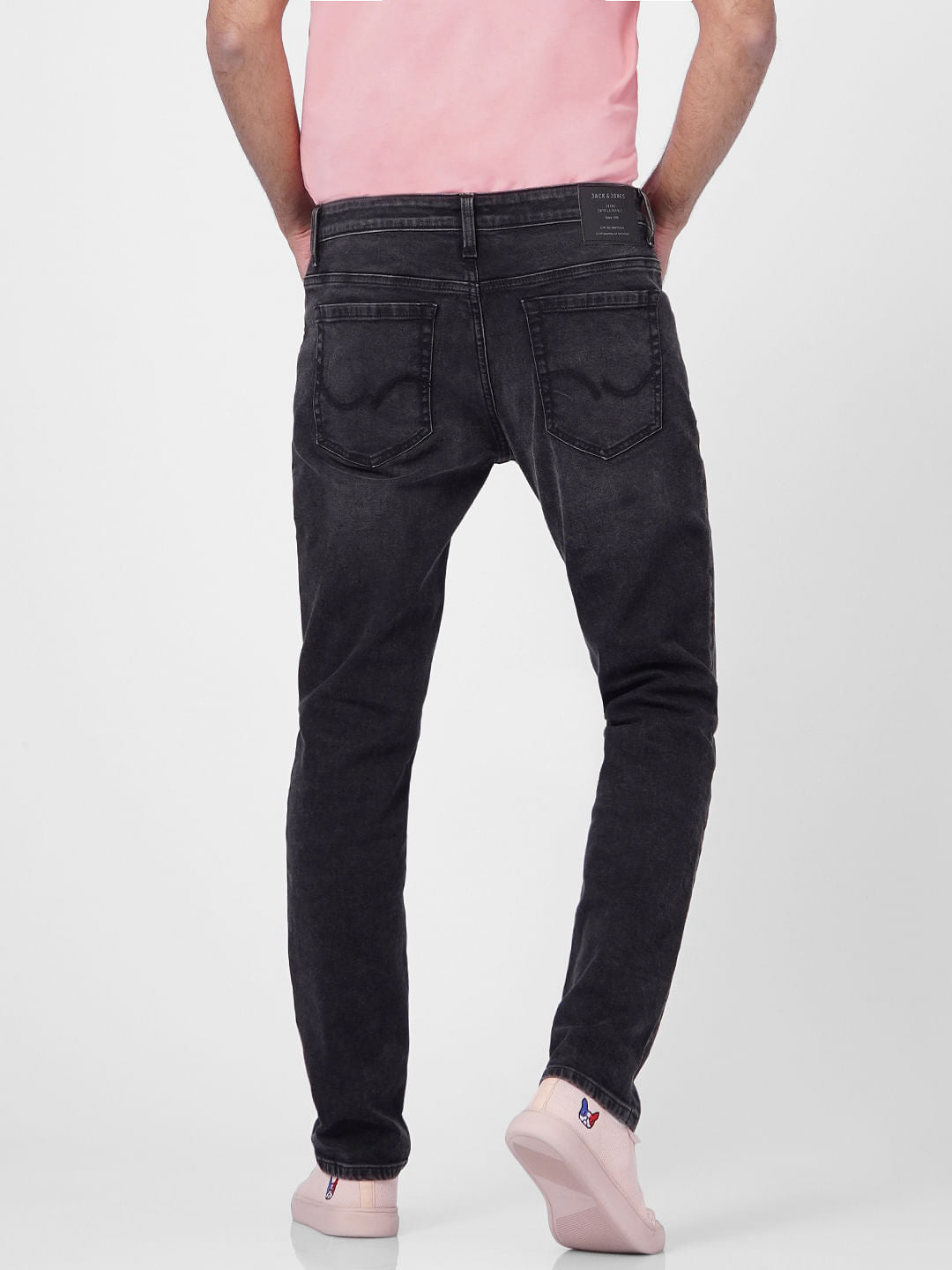 Black Low Rise Distressed Glenn Slim Jeans