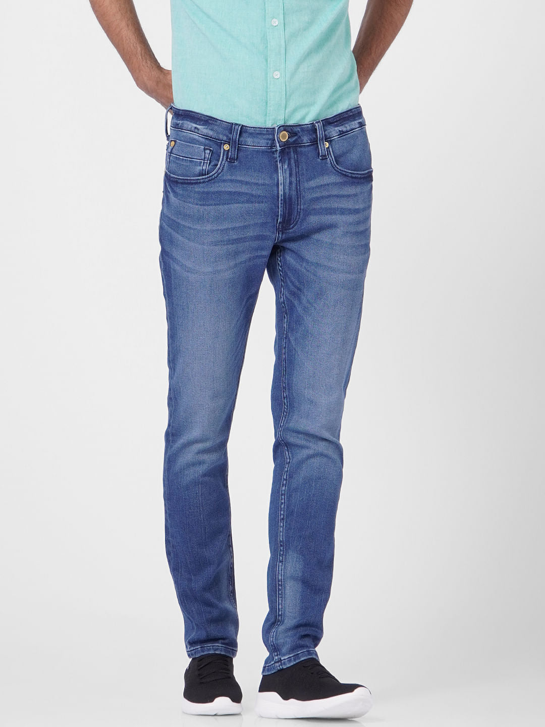 Dark Blue Low Rise Washed Skinny Jeans