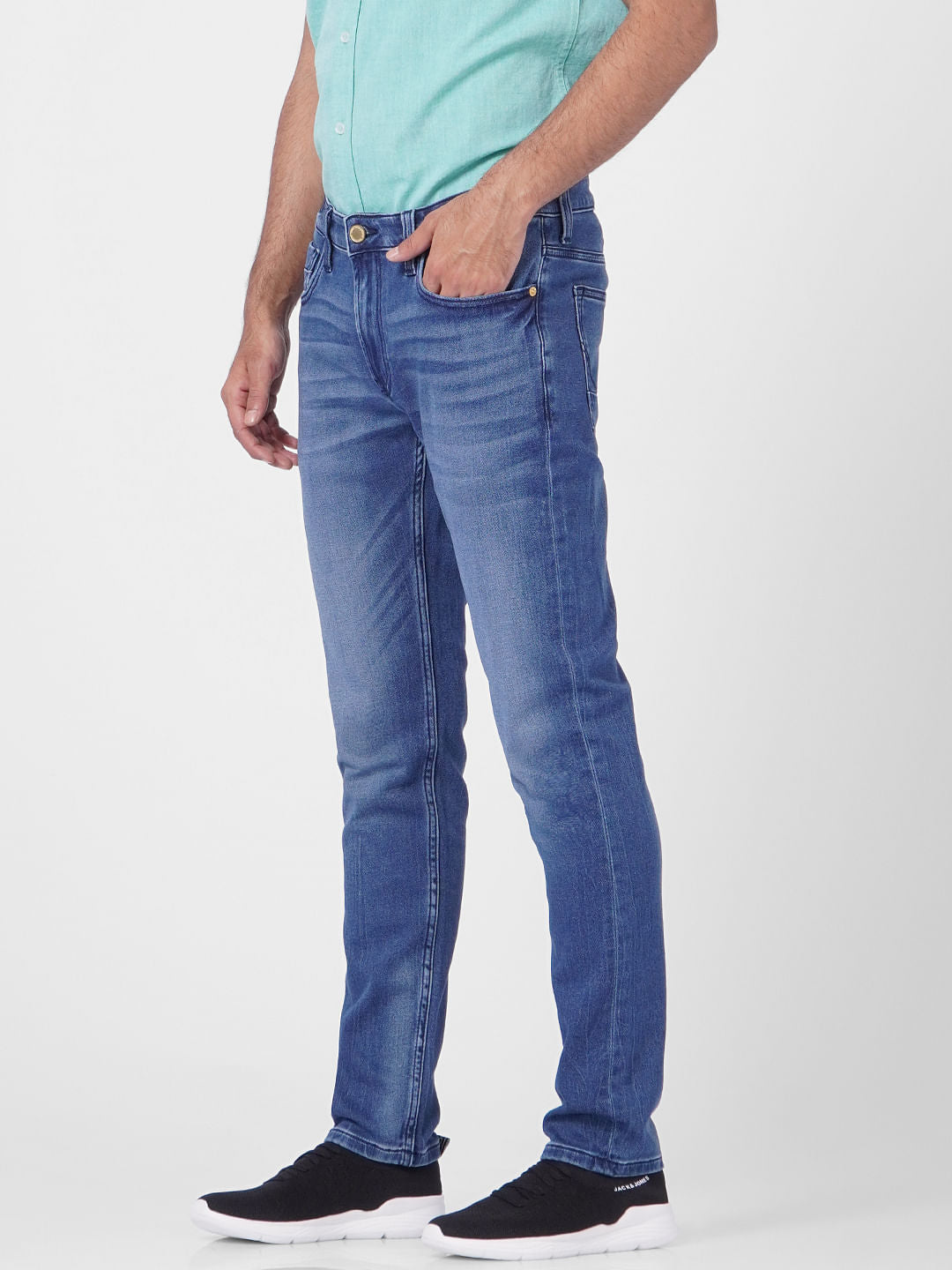 Dark Blue Low Rise Washed Skinny Jeans