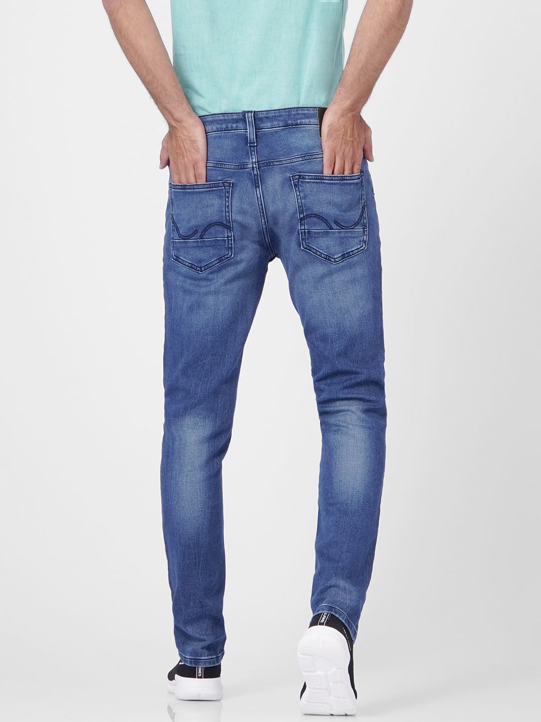 Dark Blue Low Rise Washed Skinny Jeans