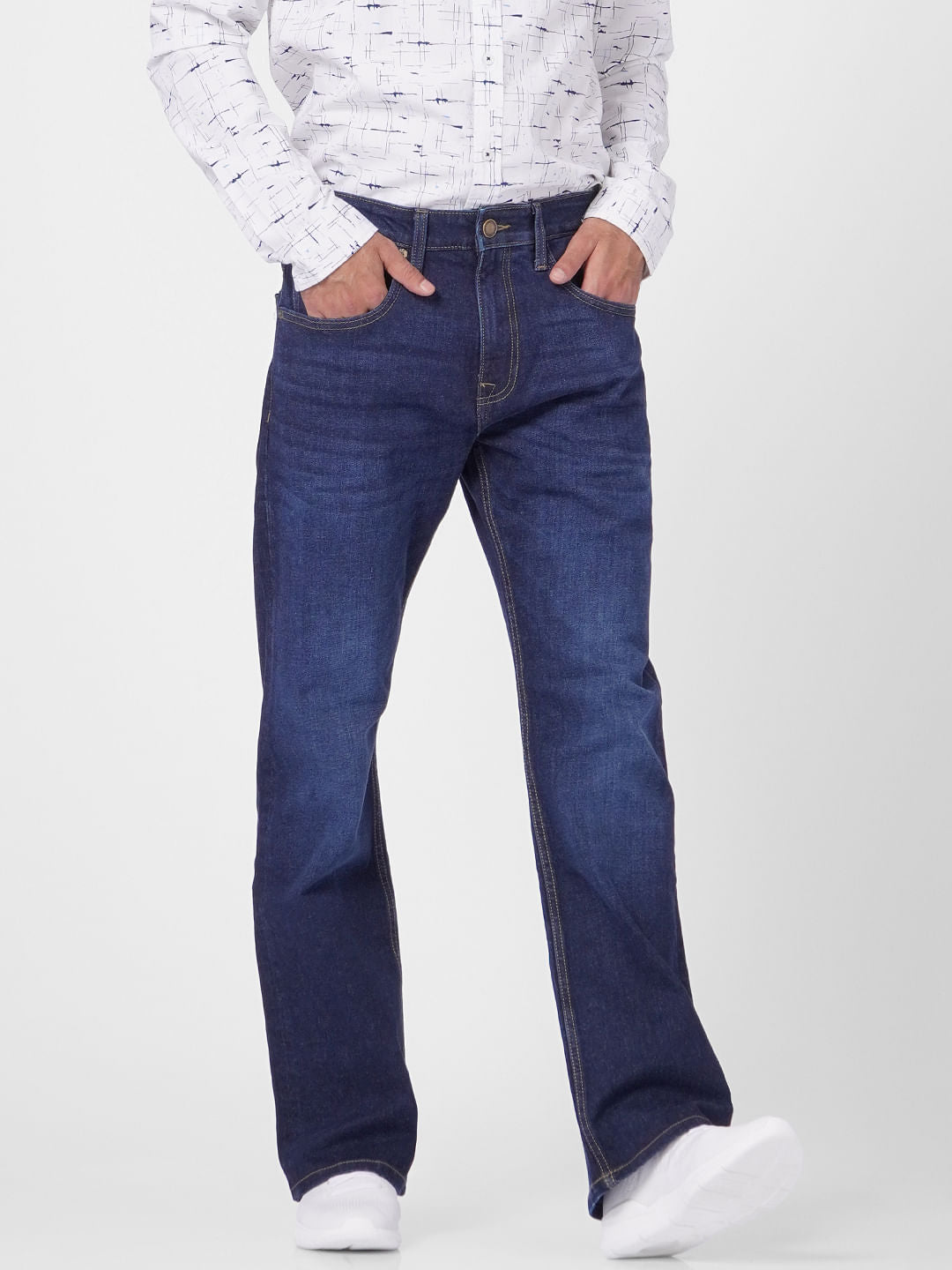 Blue High Rise Washed Ray Bootcut Jeans