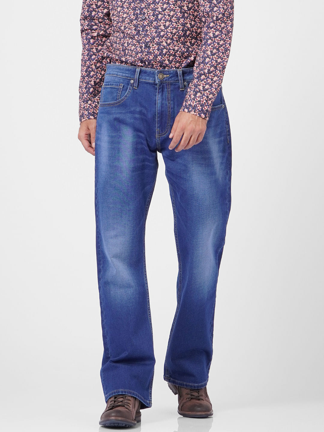 Blue High Rise Washed Ray Bootcut Jeans