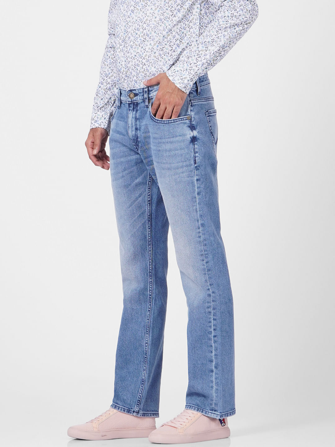 Light Blue Mid Rise Clark Regular Fit Jeans
