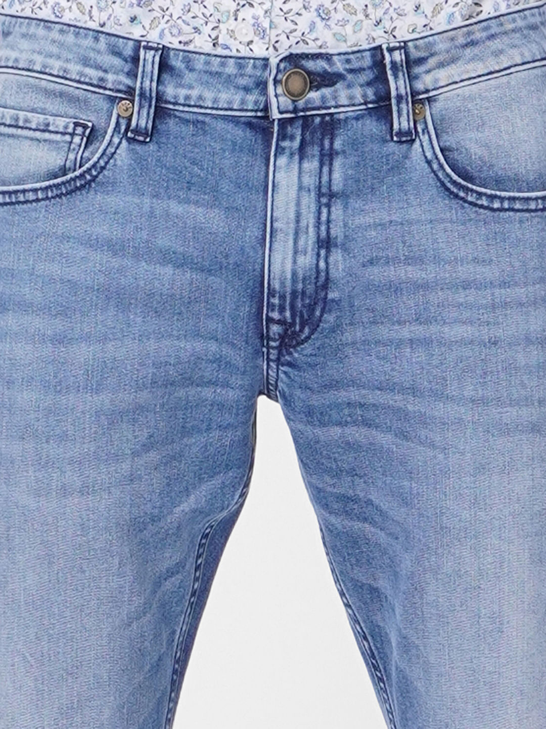Light Blue Mid Rise Clark Regular Fit Jeans