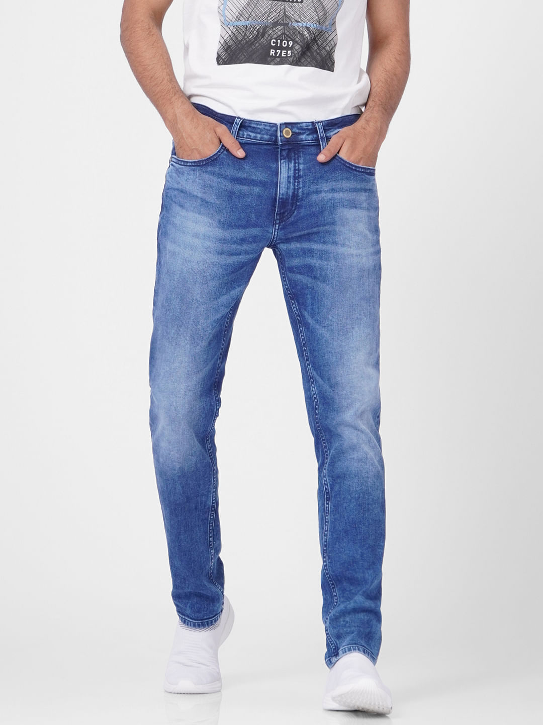 Blue Low Rise Washed Glenn Slim Jeans