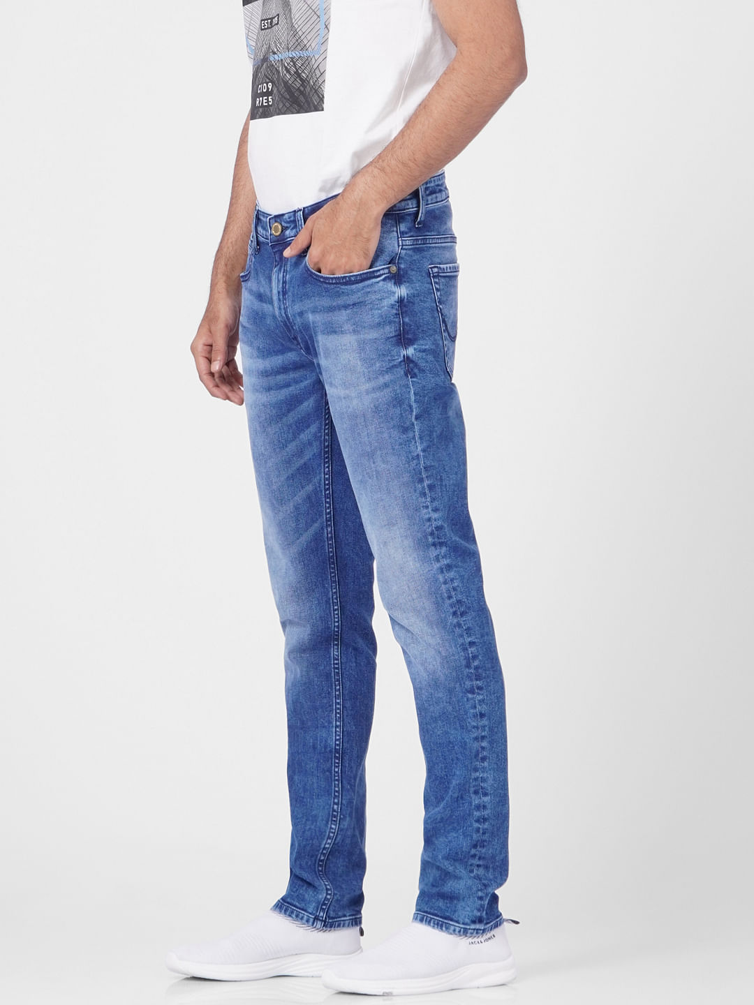 Blue Low Rise Washed Glenn Slim Jeans