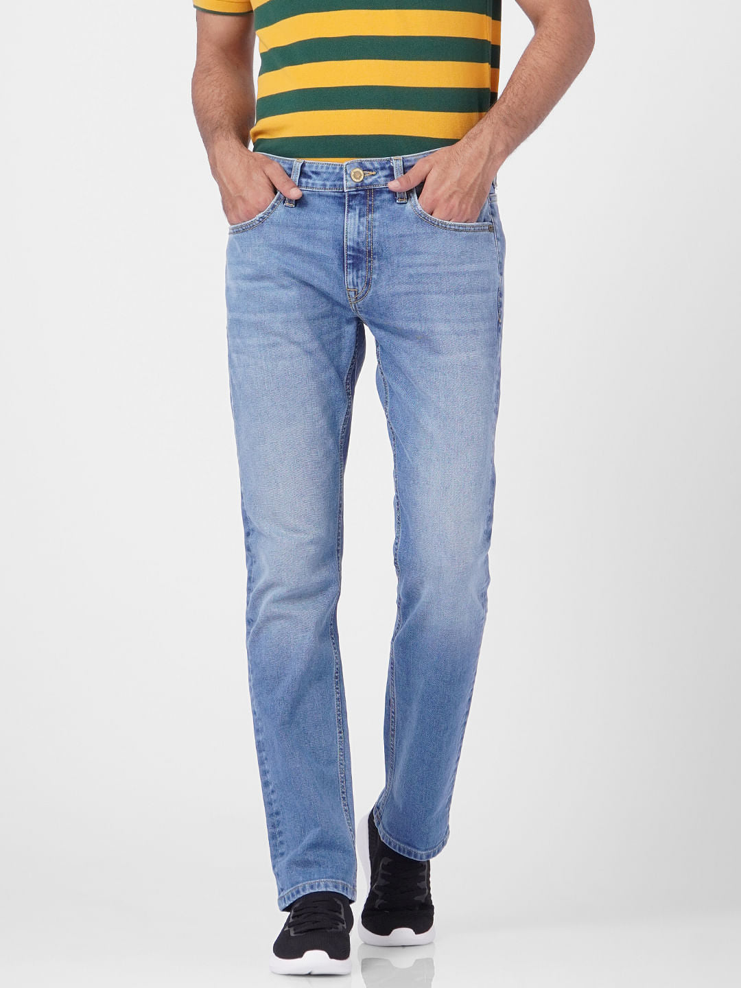 Light Blue Mid Rise Clark Regular Fit Jeans