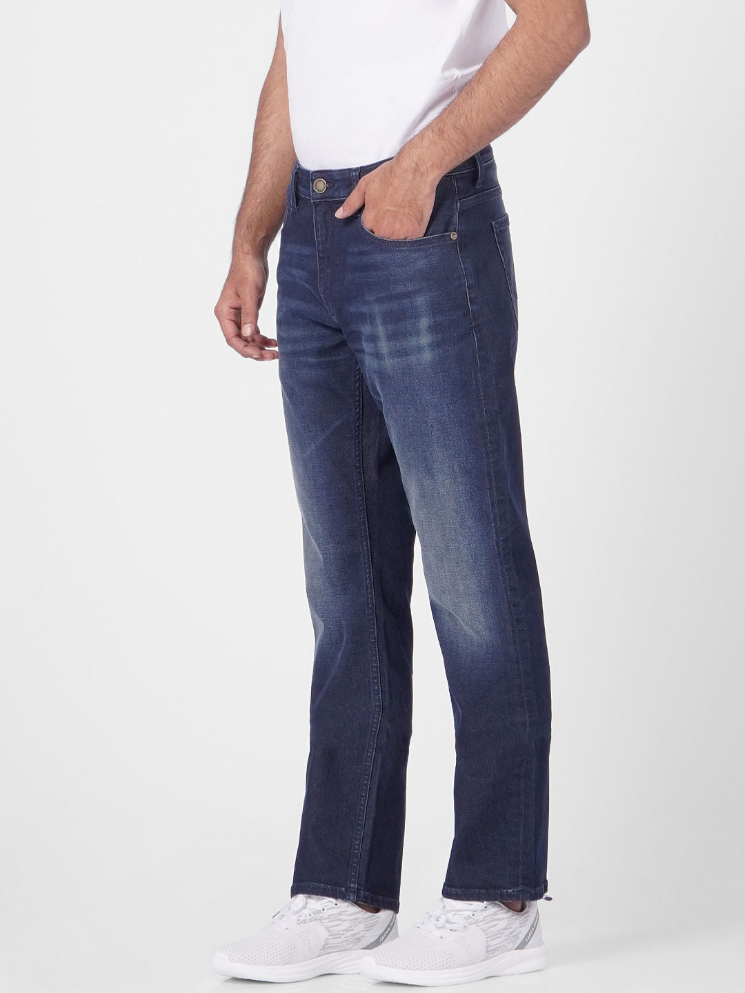 Dark Blue Mid Rise Clark Regular Fit Jeans