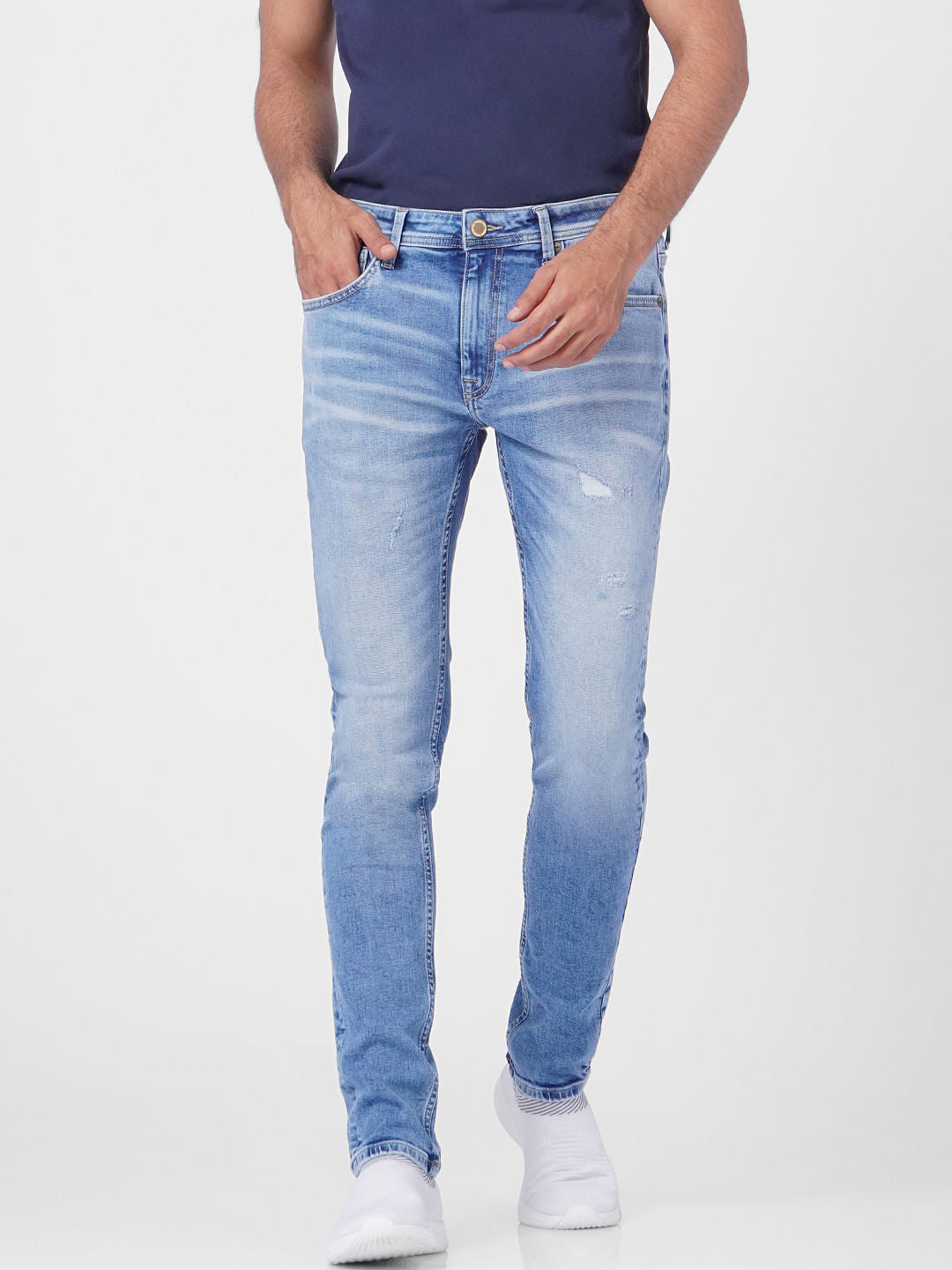 Blue Low Rise Washed Skinny Jeans