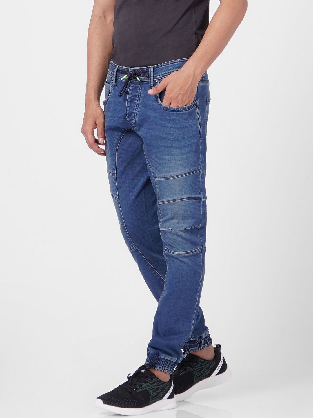 Dark Blue Low Rise Pintuck Anti Fit Jeans