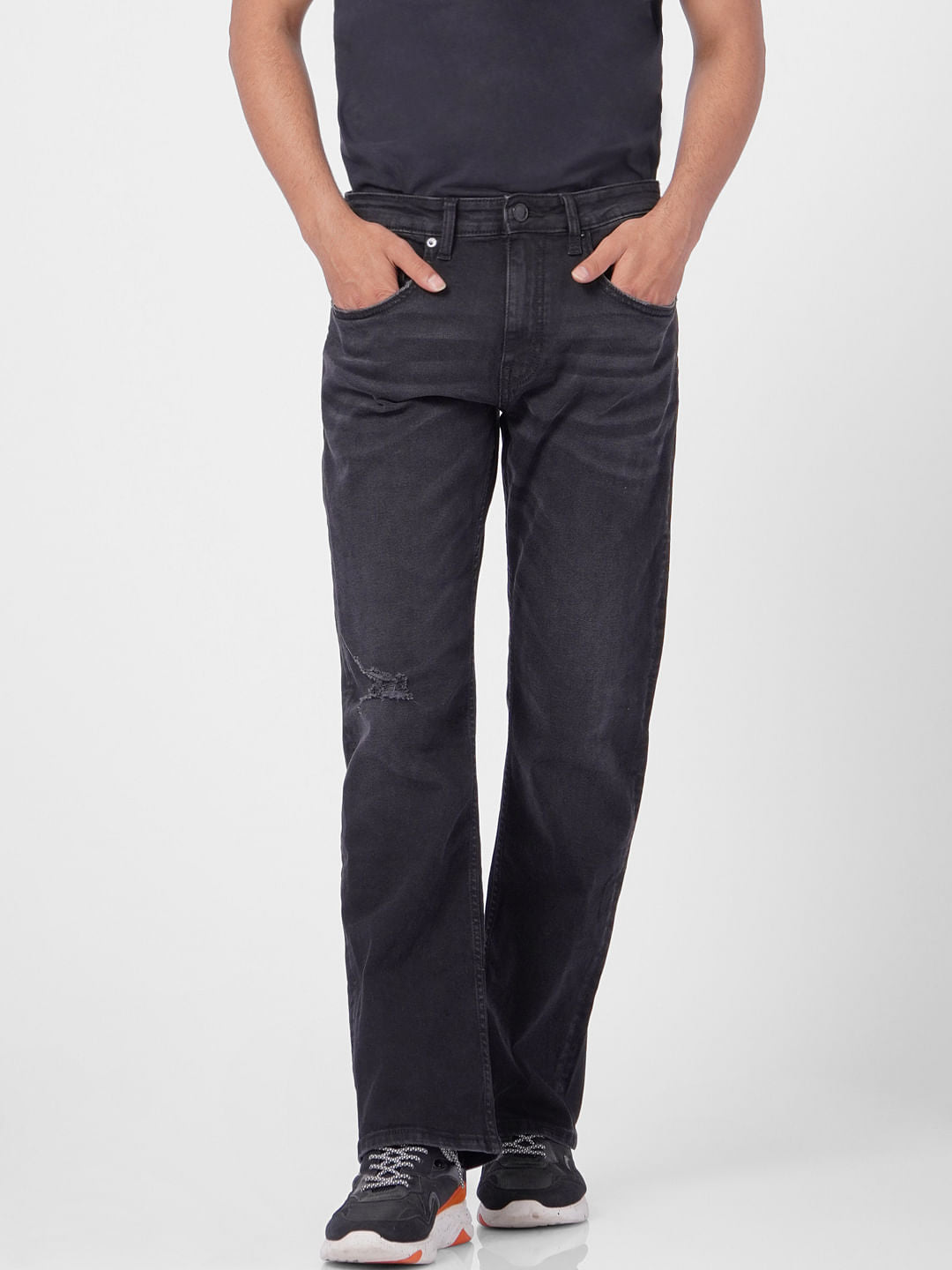 Black High Rise Washed Ray Bootcut Jeans