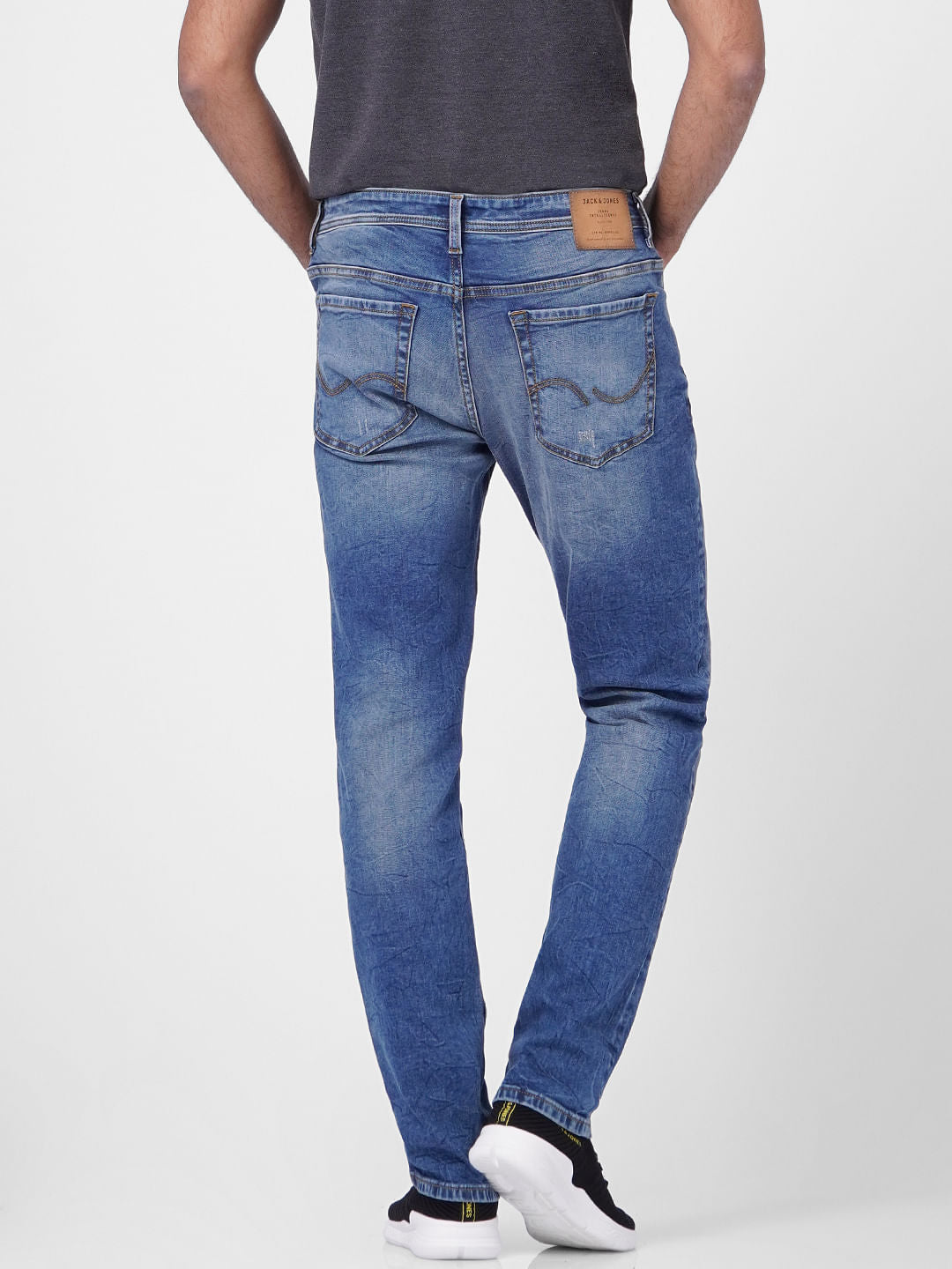 Blue Low Rise Distressed Glenn Slim Jeans