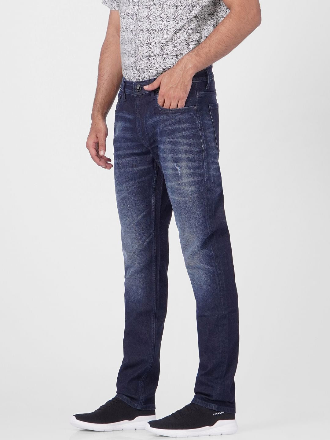 Dark Blue Low Rise Washed Glenn Slim Jeans