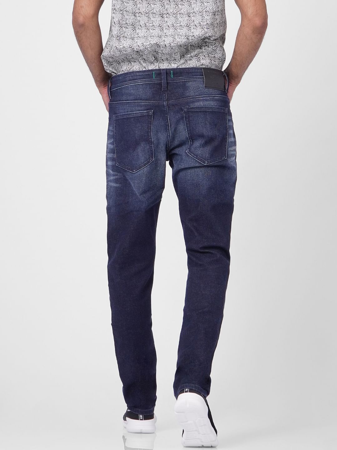 Dark Blue Low Rise Washed Glenn Slim Jeans