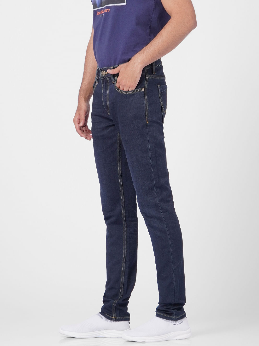 Dark Blue Low Rise Washed Ben Skinny Jeans