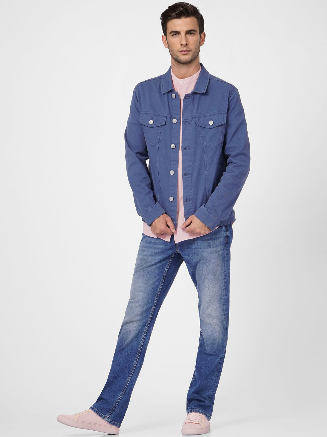Blue Mid Rise Clark Regular Fit Jeans