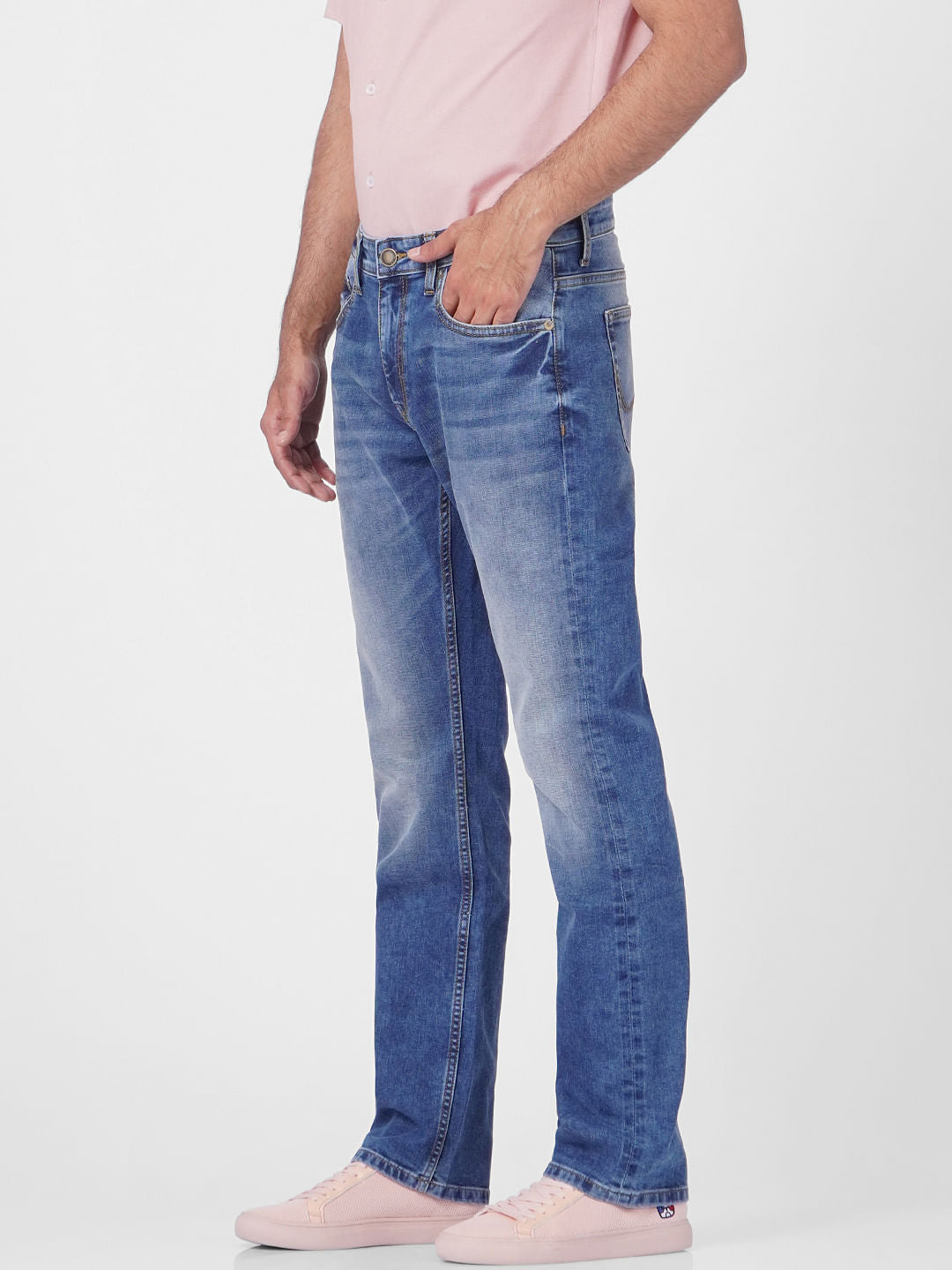 Blue Mid Rise Clark Regular Fit Jeans