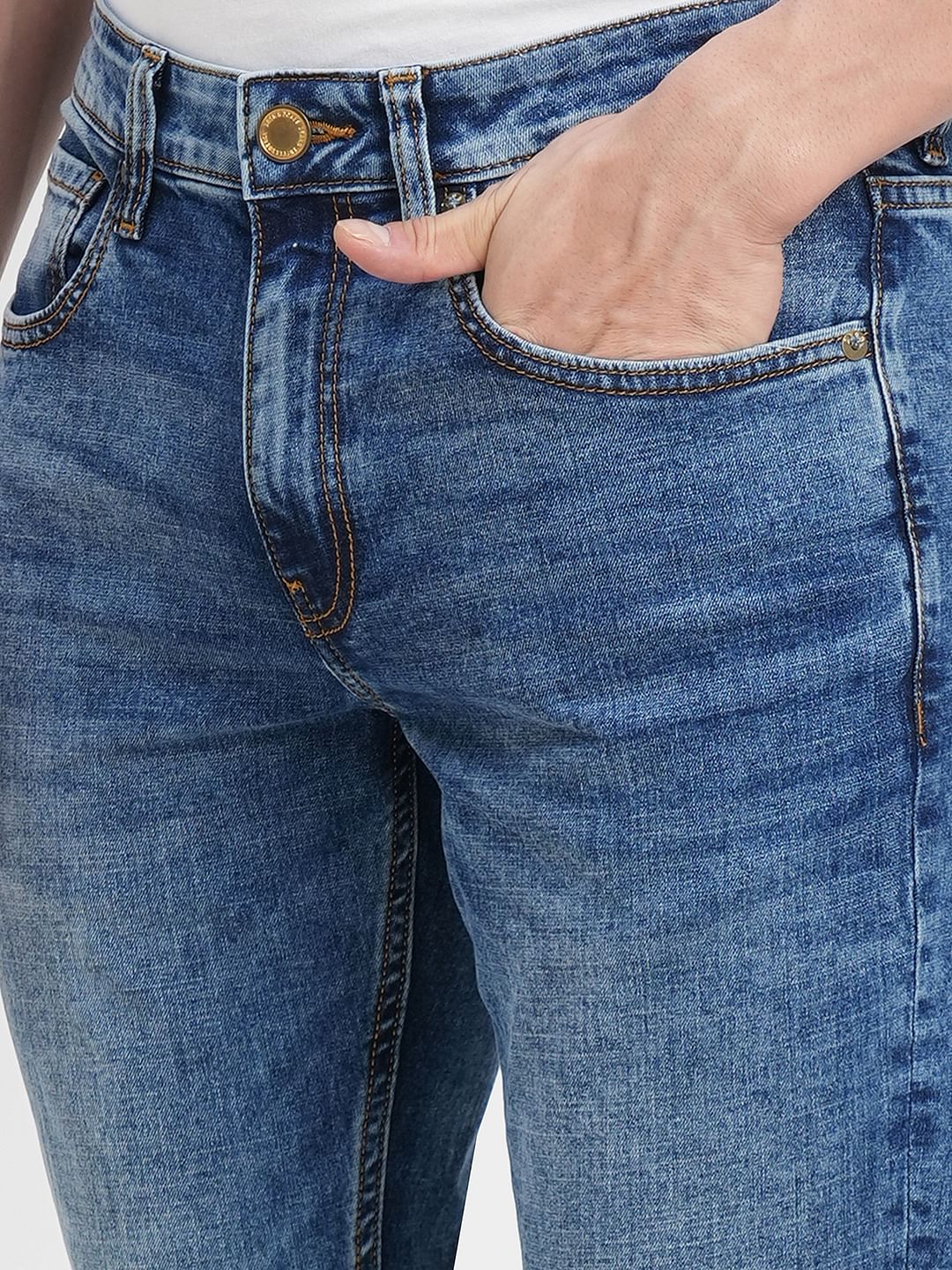 Blue Low Rise Washed Glenn Slim Jeans