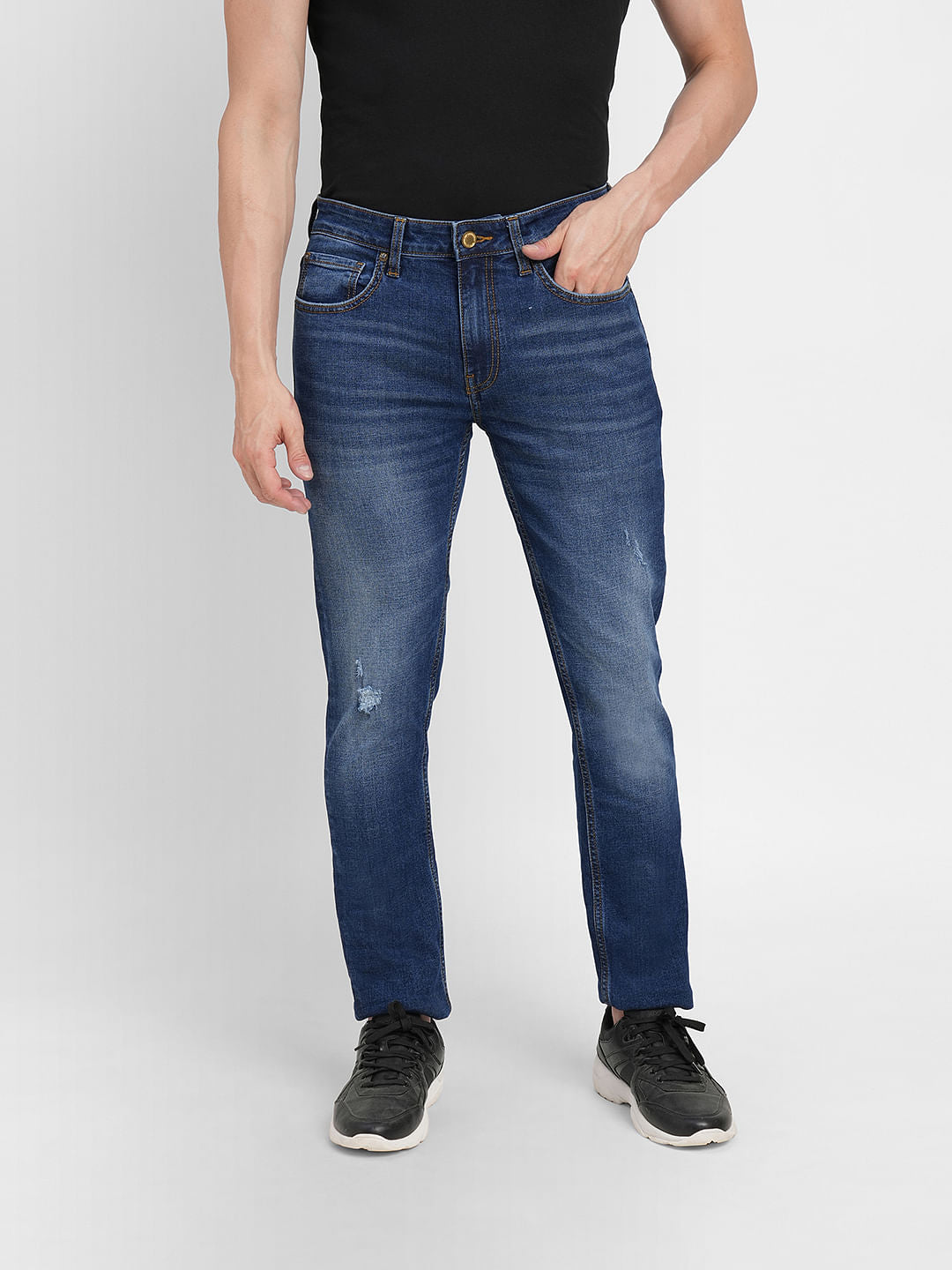 Blue Low Rise Washed Ben Skinny Jeans