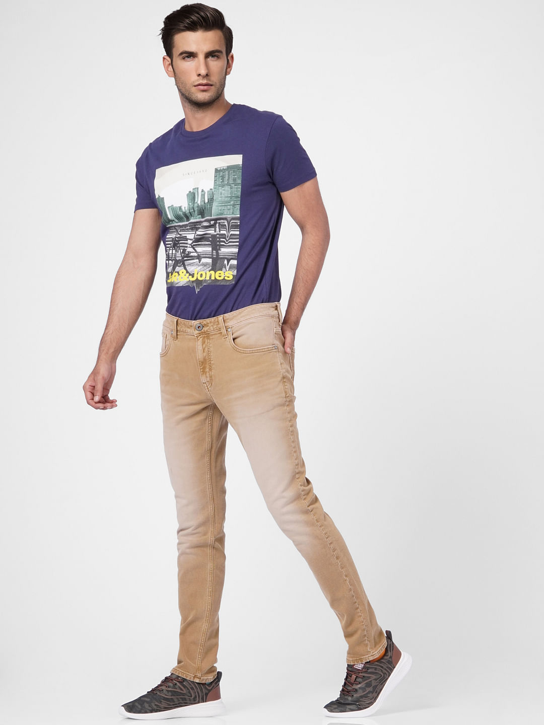 Brown Low Rise Washed Ben Skinny Jeans