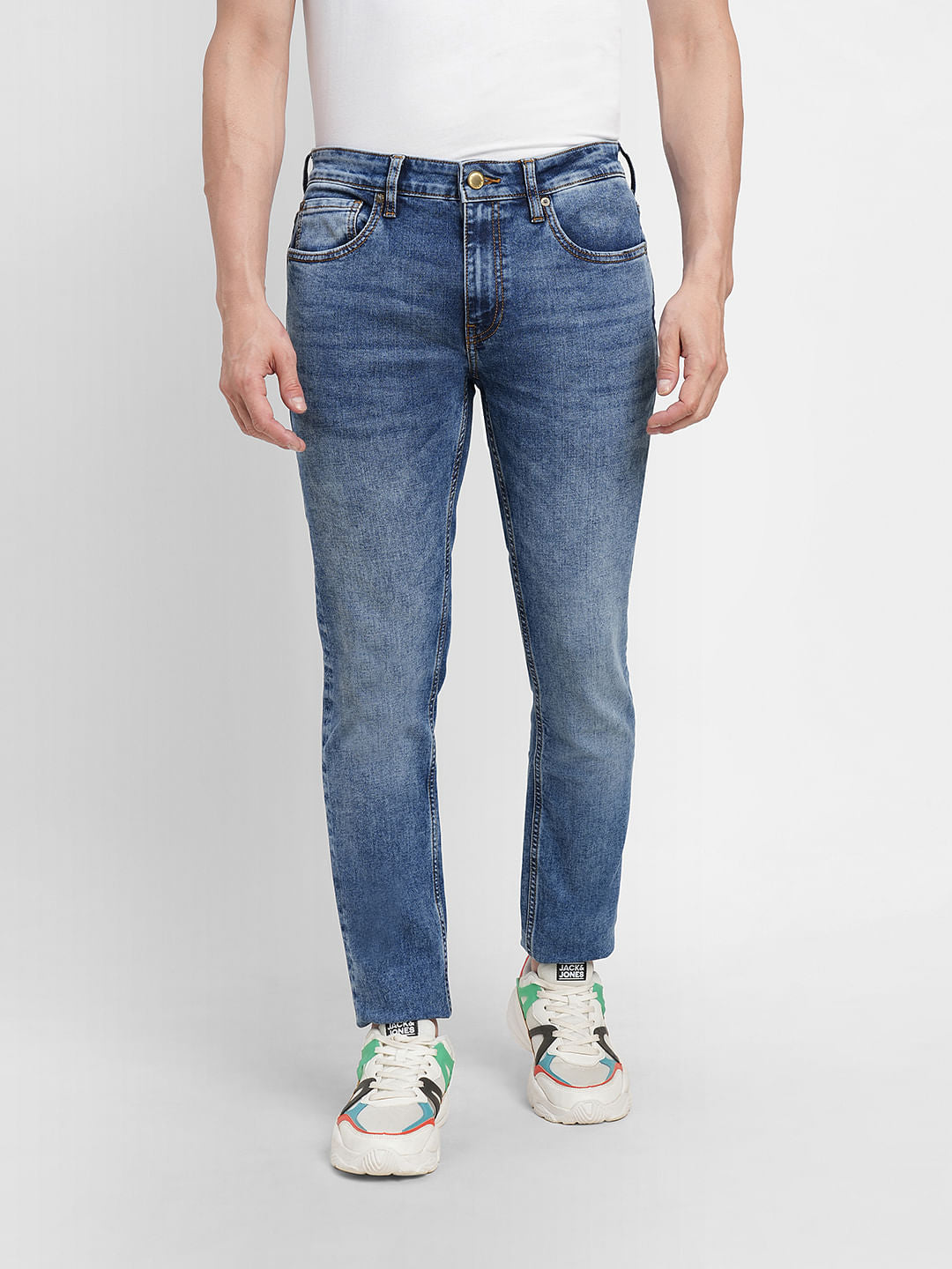 Blue Low Rise Washed Ben Skinny Jeans