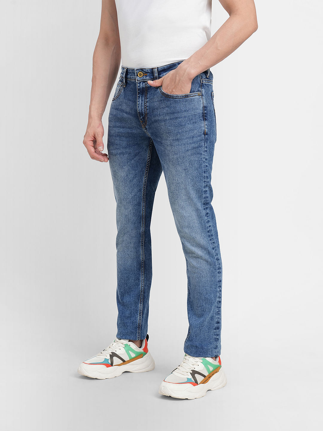 Blue Low Rise Washed Ben Skinny Jeans