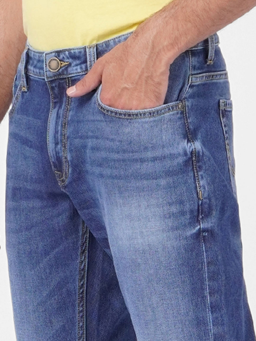 Blue Mid Rise Clark Regular Fit Jeans